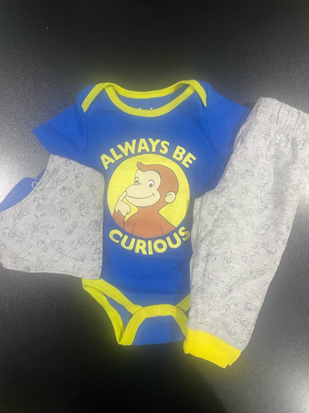 Curious George Blue & Yellow Matching Set 6-9 mo. 🙈🙊🙉